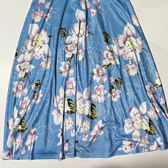 Blue Floral Midi Dress (M) - Picture 3 of 6
